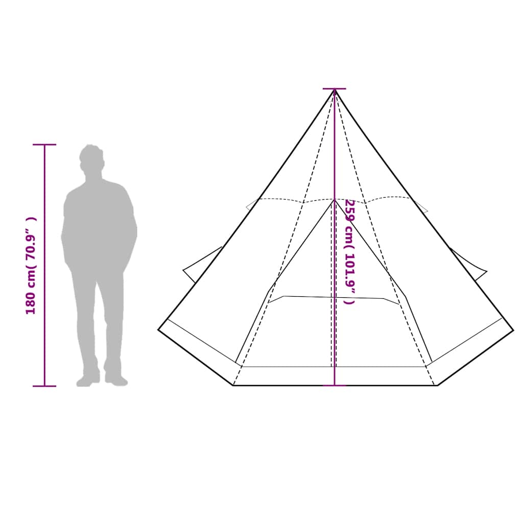 4 személyes narancssárga vízálló tipi kempingsátor 16