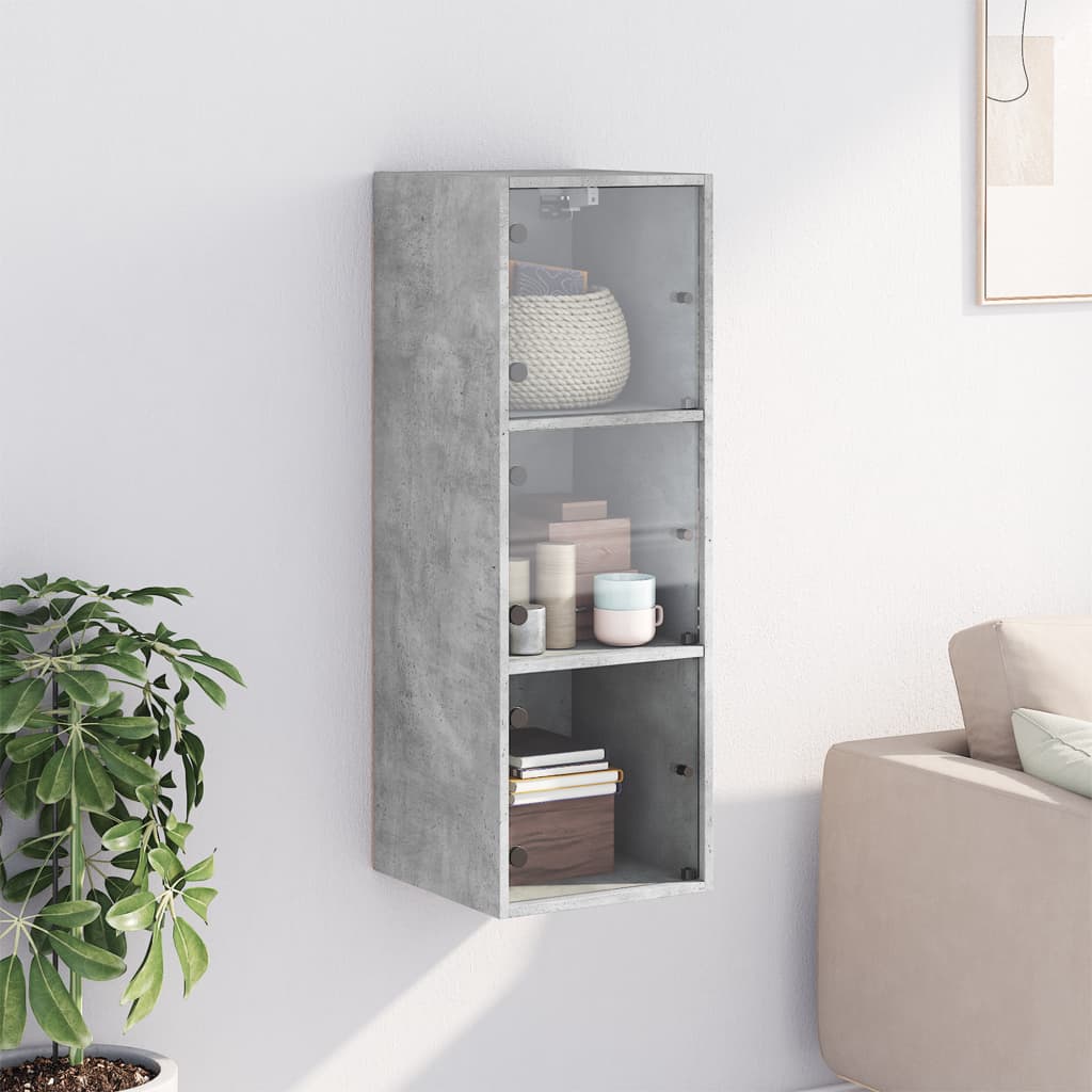 Betonszürke faliszekrény üvegajtókkal 35x37x100 cm 3