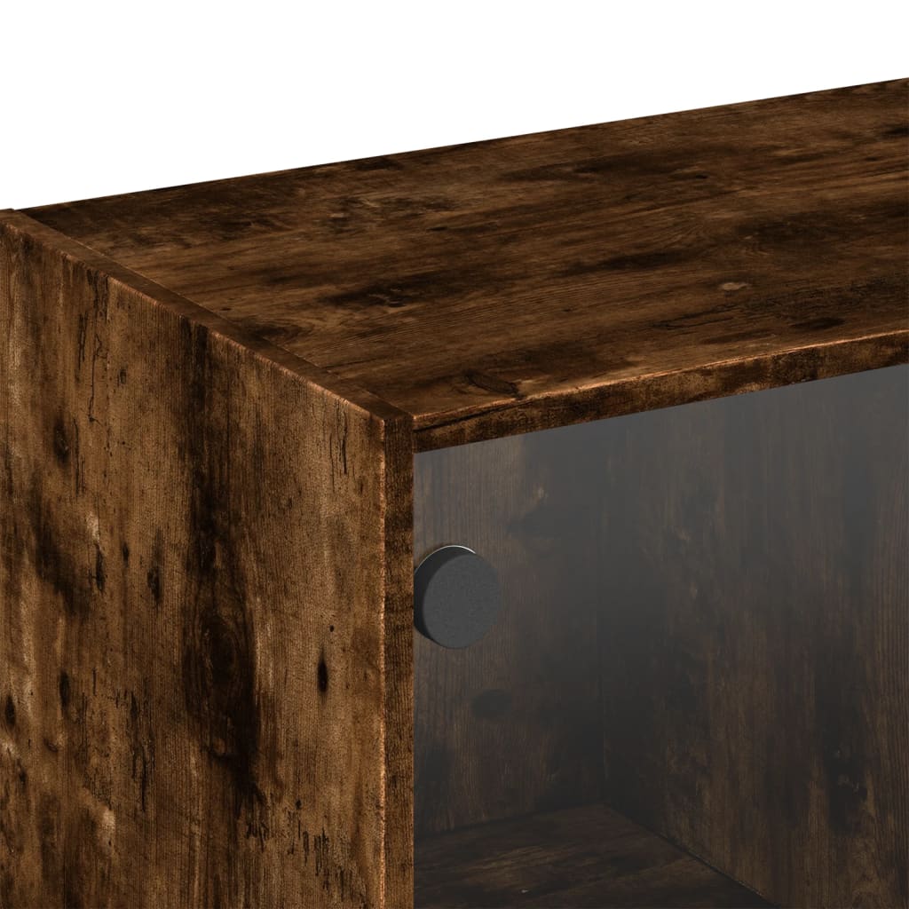 Füstös tölgy színű faliszekrény üvegajtókkal 102 x 37 x 35 cm 9