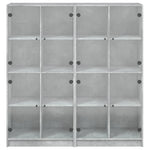 Betonszürke szerelt fa könyvespolc ajtókkal 136 x 37 x 142 cm 7