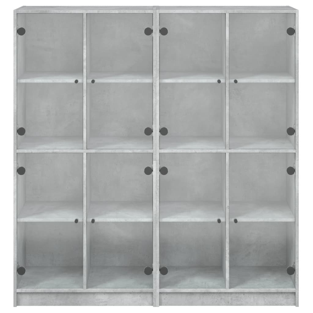 Betonszürke szerelt fa könyvespolc ajtókkal 136 x 37 x 142 cm 7