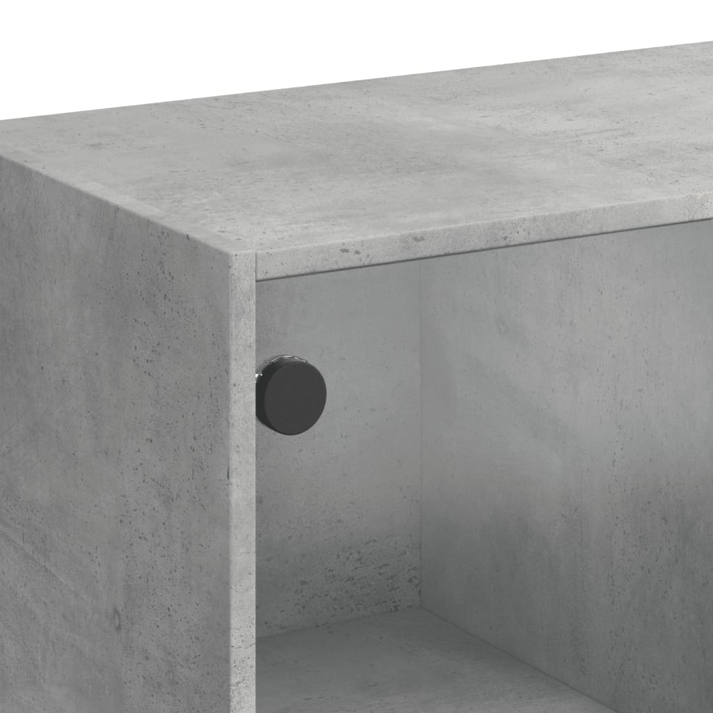 Betonszürke szerelt fa könyvespolc ajtókkal 136 x 37 x 142 cm 10