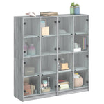 Szürke sonoma szerelt fa könyvespolc ajtókkal 136x37x142 cm 5