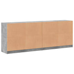 Betonszürke szerelt fa könyvespolc ajtókkal 204x37x75 cm 5
