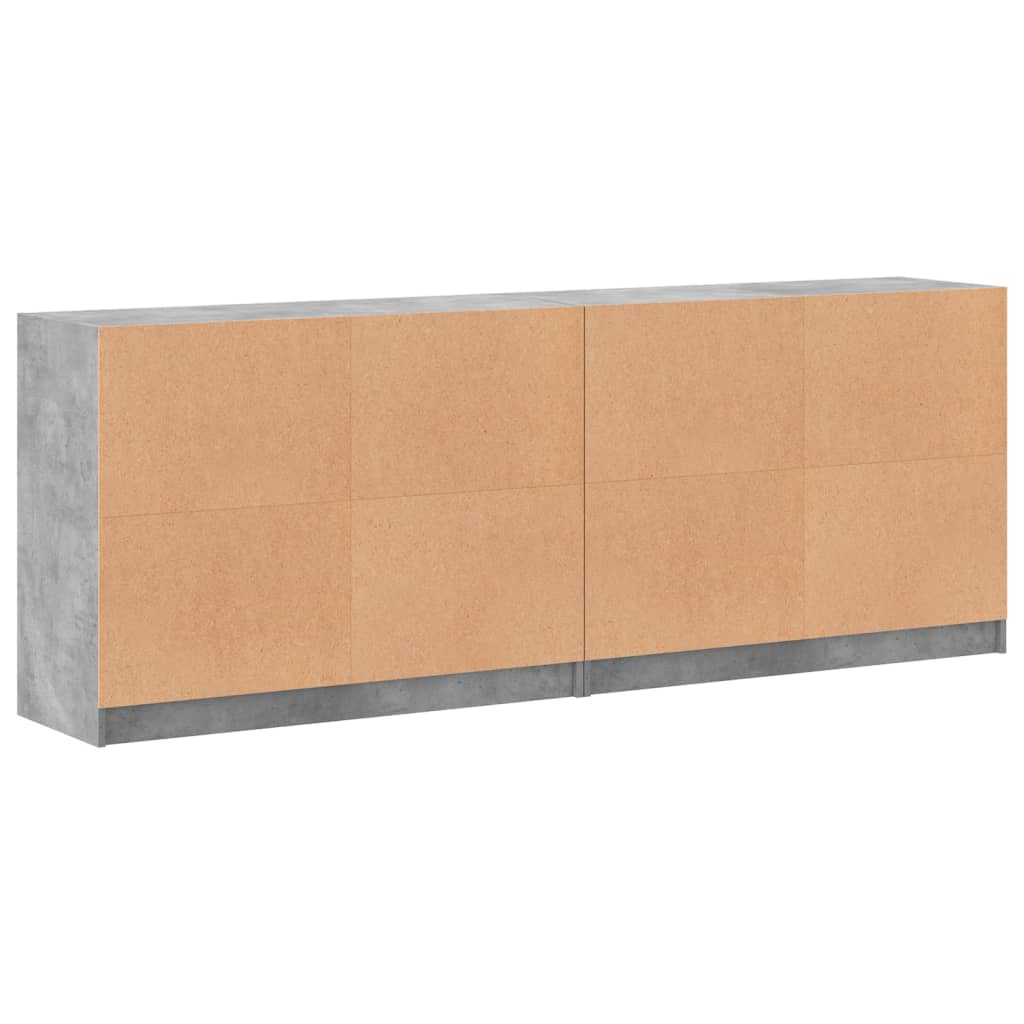 Betonszürke szerelt fa könyvespolc ajtókkal 204x37x75 cm 5