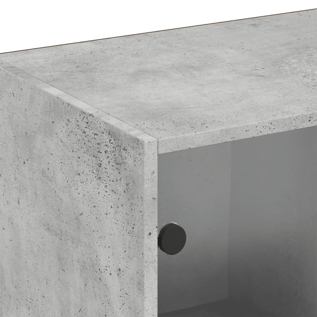 Betonszürke szerelt fa könyvespolc ajtókkal 204x37x75 cm 7