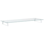 Fehér edzett üveg és fém monitorállvány 100 x 35 x 8 cm 2