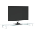 Fehér edzett üveg és fém monitorállvány 100 x 35 x 8 cm 3