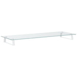 Fehér edzett üveg és fém monitorállvány 100 x 35 x 8 cm 6
