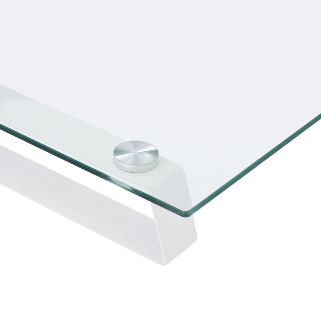 Fehér edzett üveg és fém monitorállvány 100 x 35 x 8 cm 7