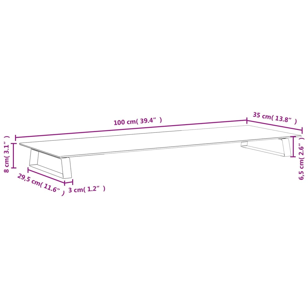 Fehér edzett üveg és fém monitorállvány 100 x 35 x 8 cm 8