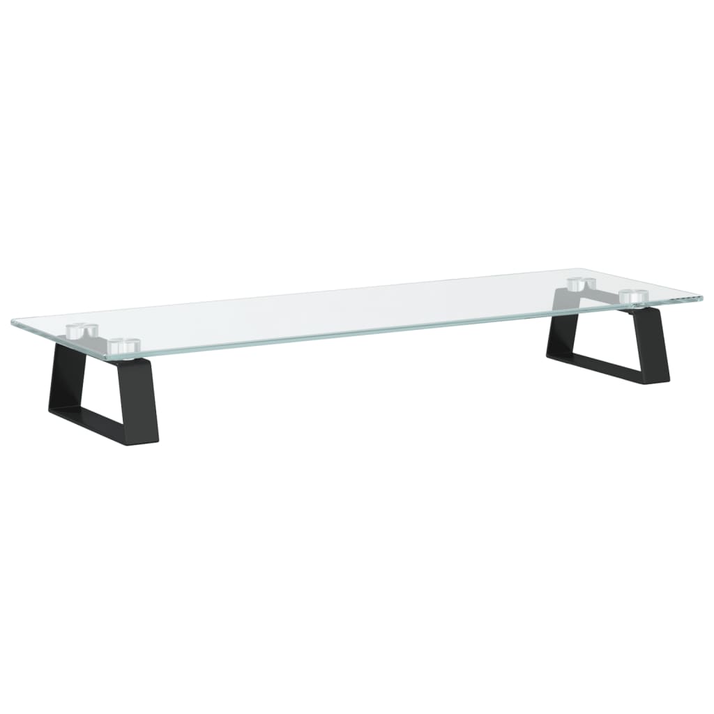 Fekete edzett üveg és fém monitorállvány 60 x 20 x 8 cm 2