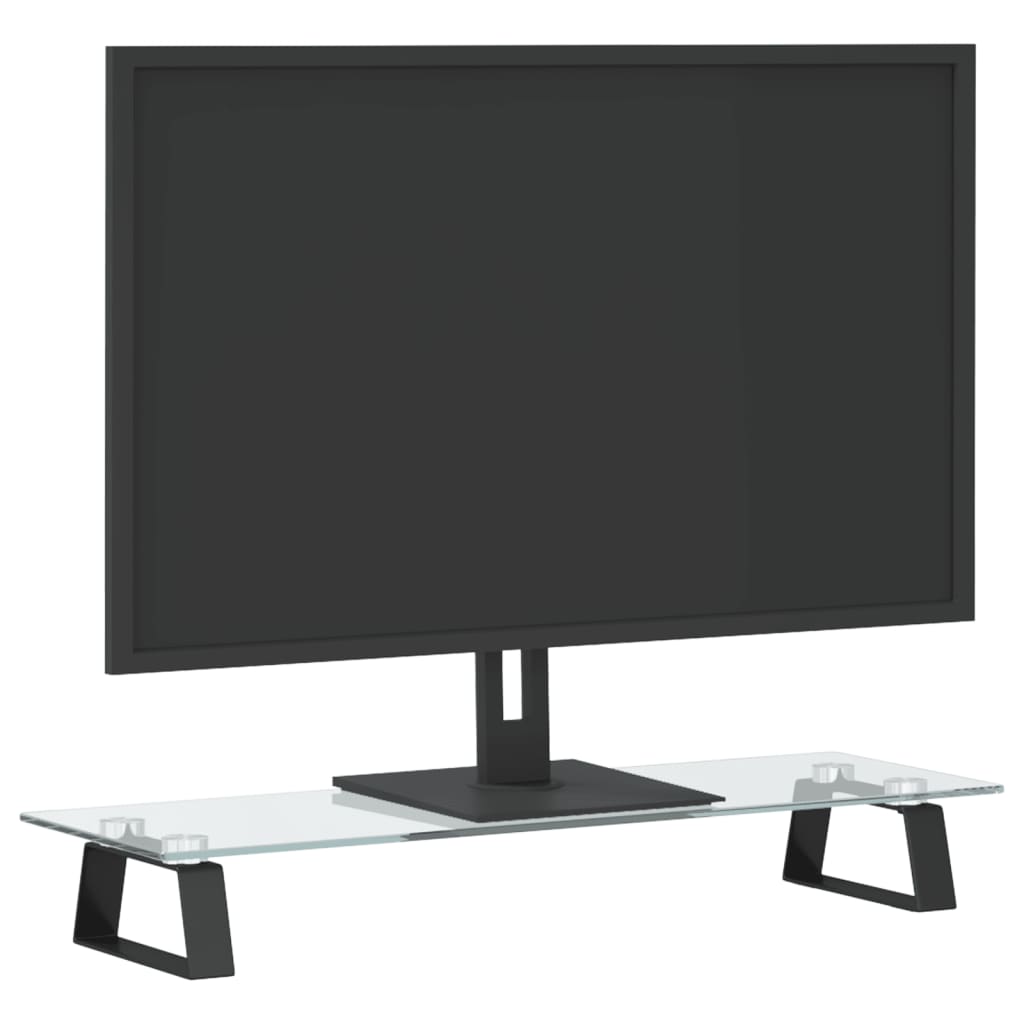 Fekete edzett üveg és fém monitorállvány 60 x 20 x 8 cm 3