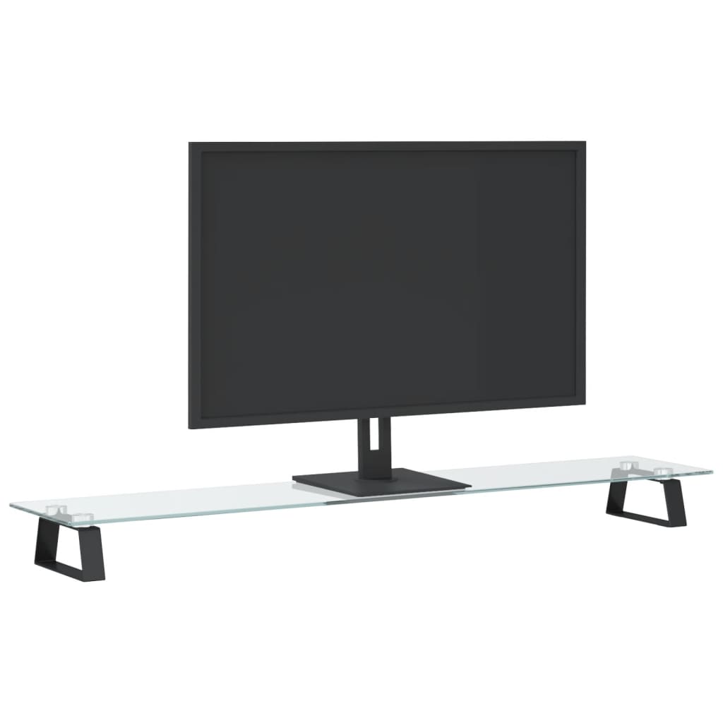 Fekete edzett üveg és fém monitorállvány 100 x 20 x 8 cm 3