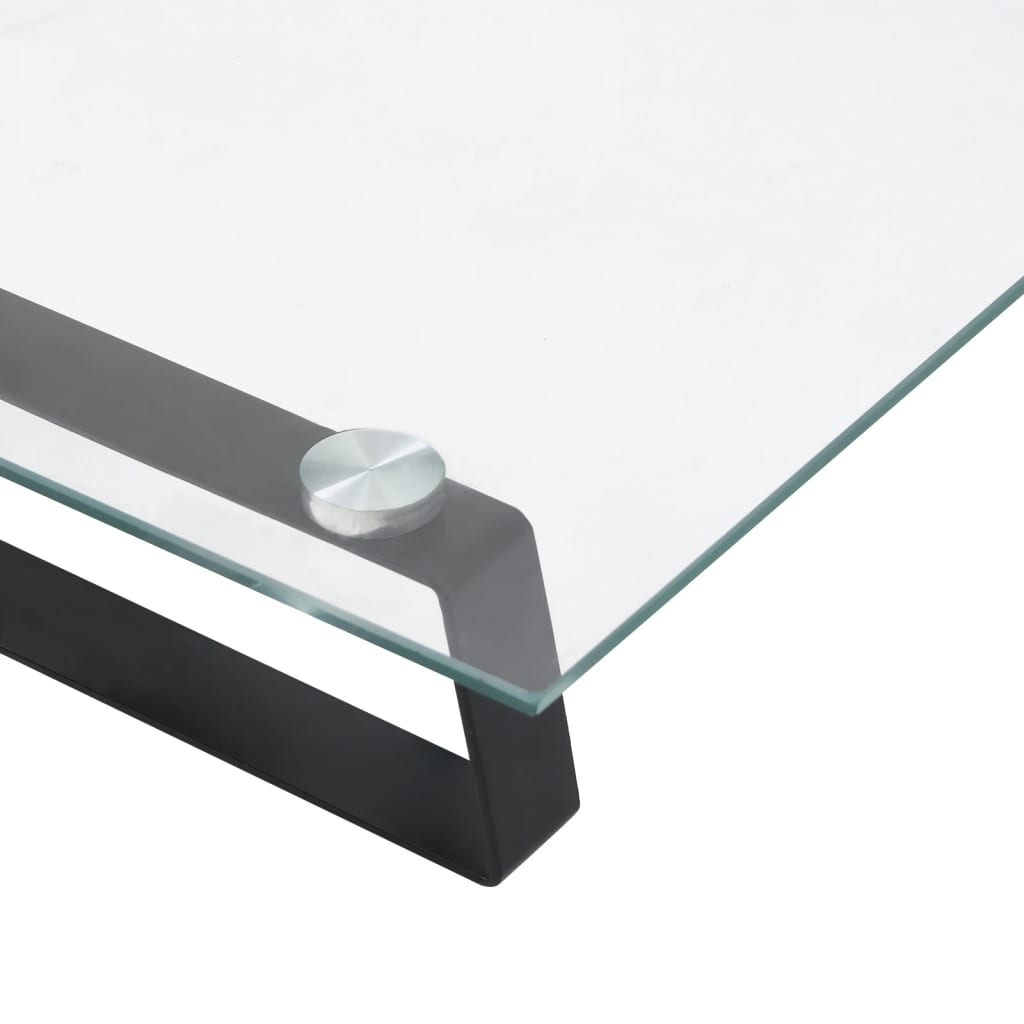 Fekete edzett üveg és fém monitorállvány 100 x 20 x 8 cm 7