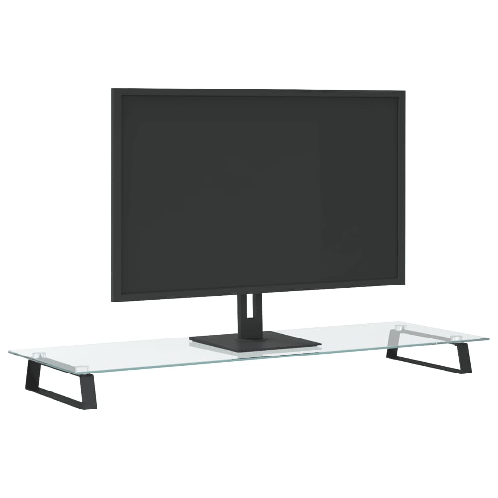 Fekete edzett üveg és fém monitorállvány 100 x 35 x 8 cm 3
