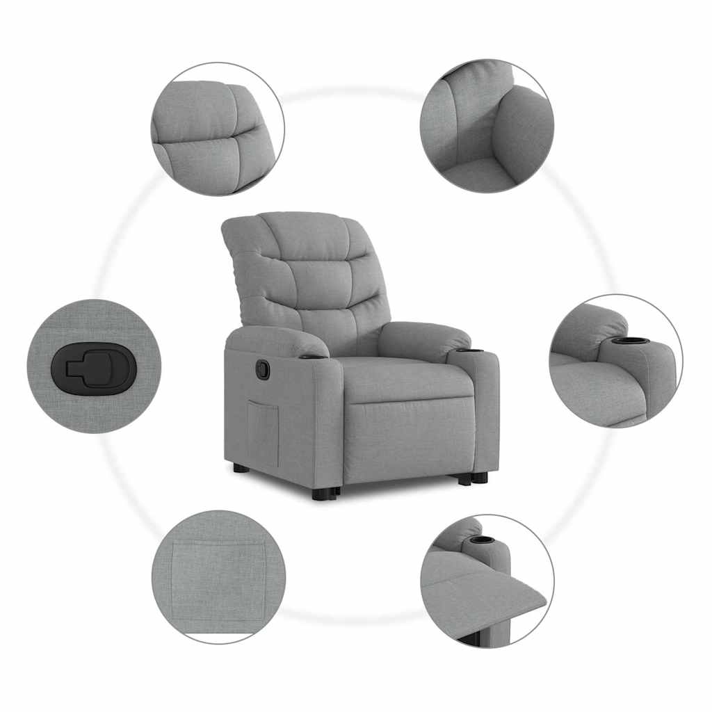 Világosszürke szövet felállást segítő dönthető fotel 8