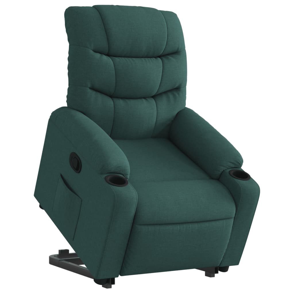 Sötétzöld szövet felállást segítő dönthető fotel 3