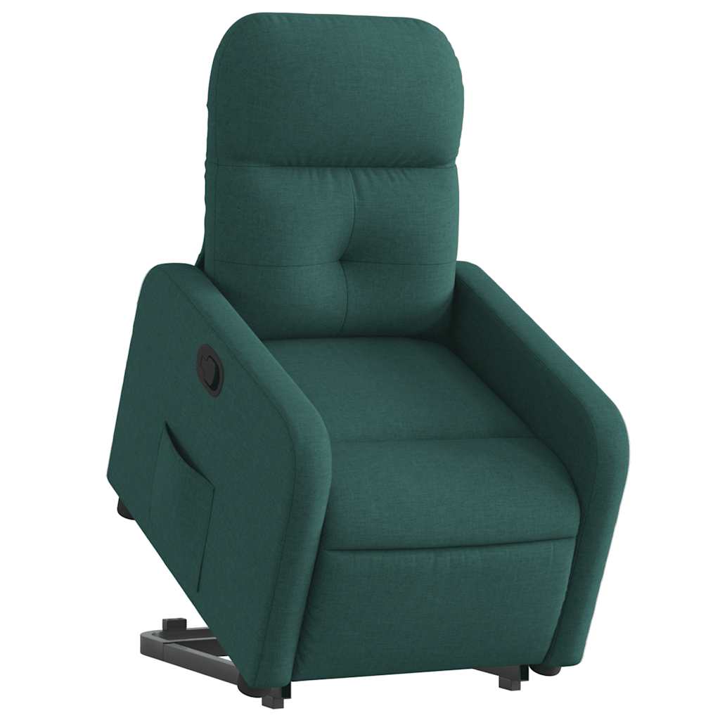 Sötétzöld szövet felállást segítő dönthető fotel 3