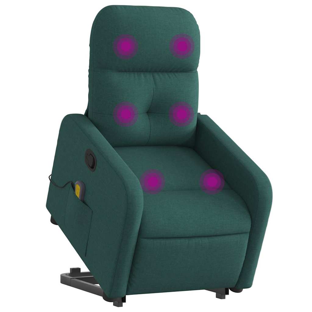 Sötétzöld szövet dönthető masszázs- és állófotel 3