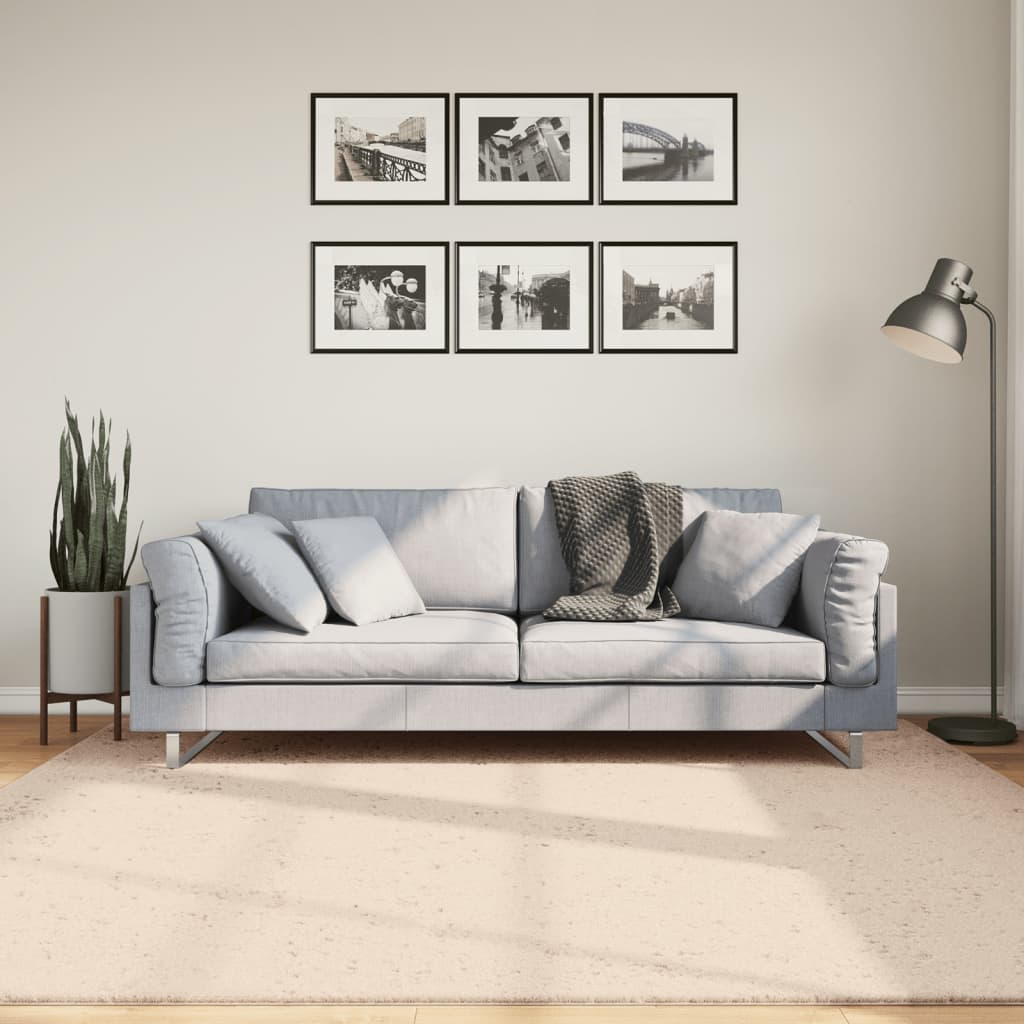HUARTE bézs rövid szálú puha és mosható szőnyeg 200 x 200 cm