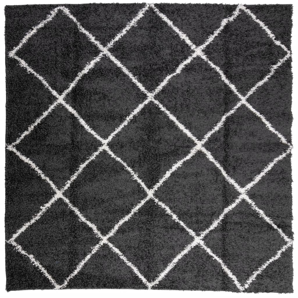 PAMPLONA fekete és krém bolyhos modern szőnyeg 120 x 120 cm 2