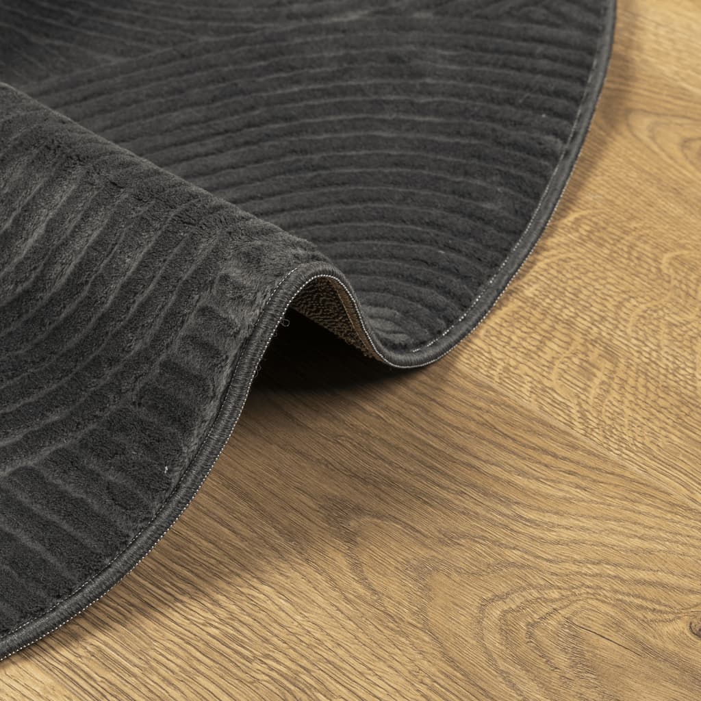 IZA antracit rövid szálú skandináv stílusú szőnyeg Ø 120 cm 6