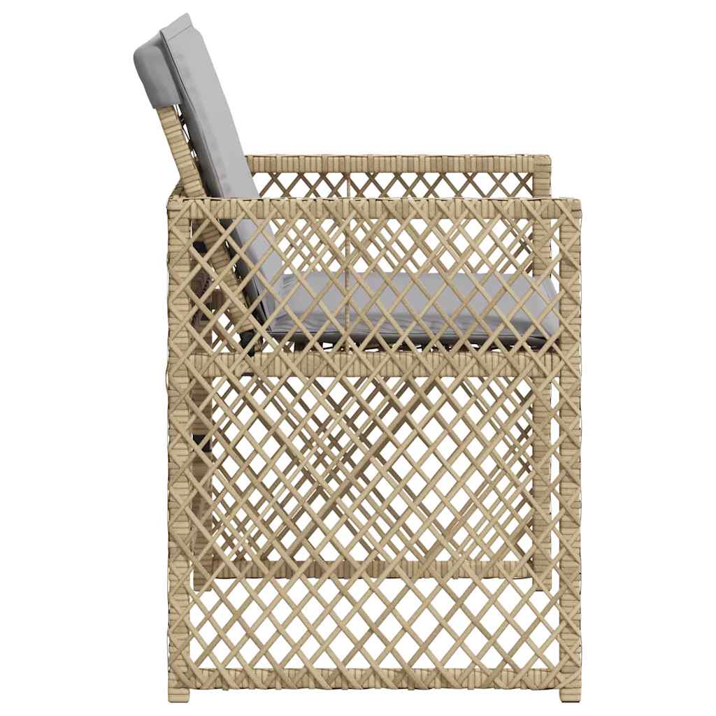 4 db vegyes bézs polyrattan kerti szék párnával 6