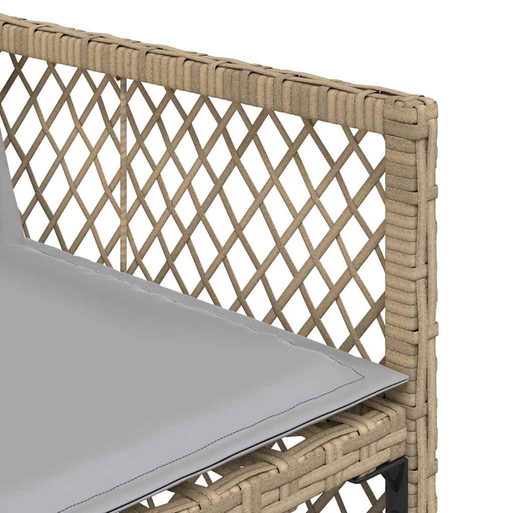 4 db vegyes bézs polyrattan kerti szék párnával 10