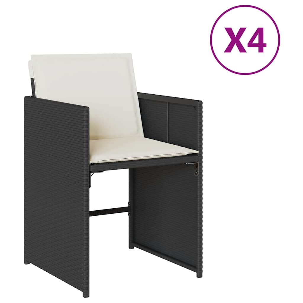 4 db fekete polyrattan kerti szék párnával 2
