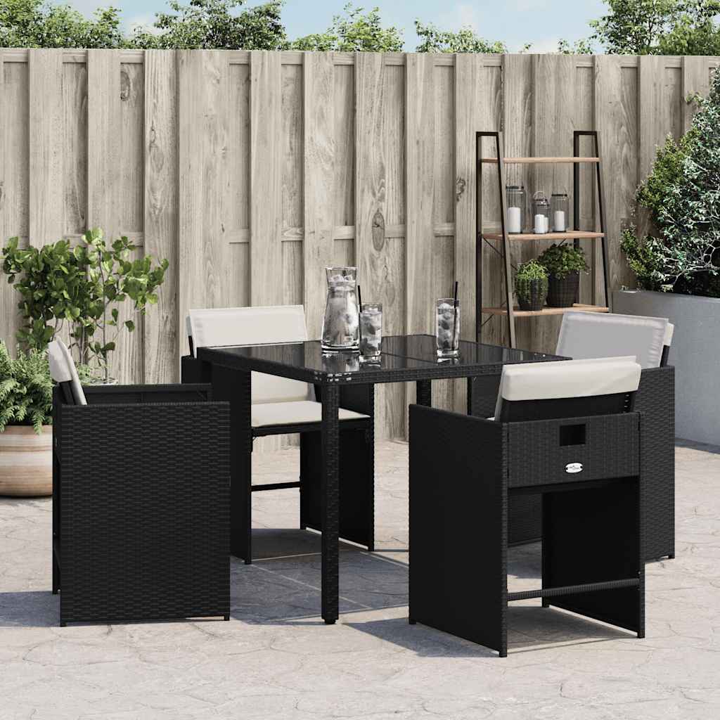 4 db fekete polyrattan kerti szék párnával 3