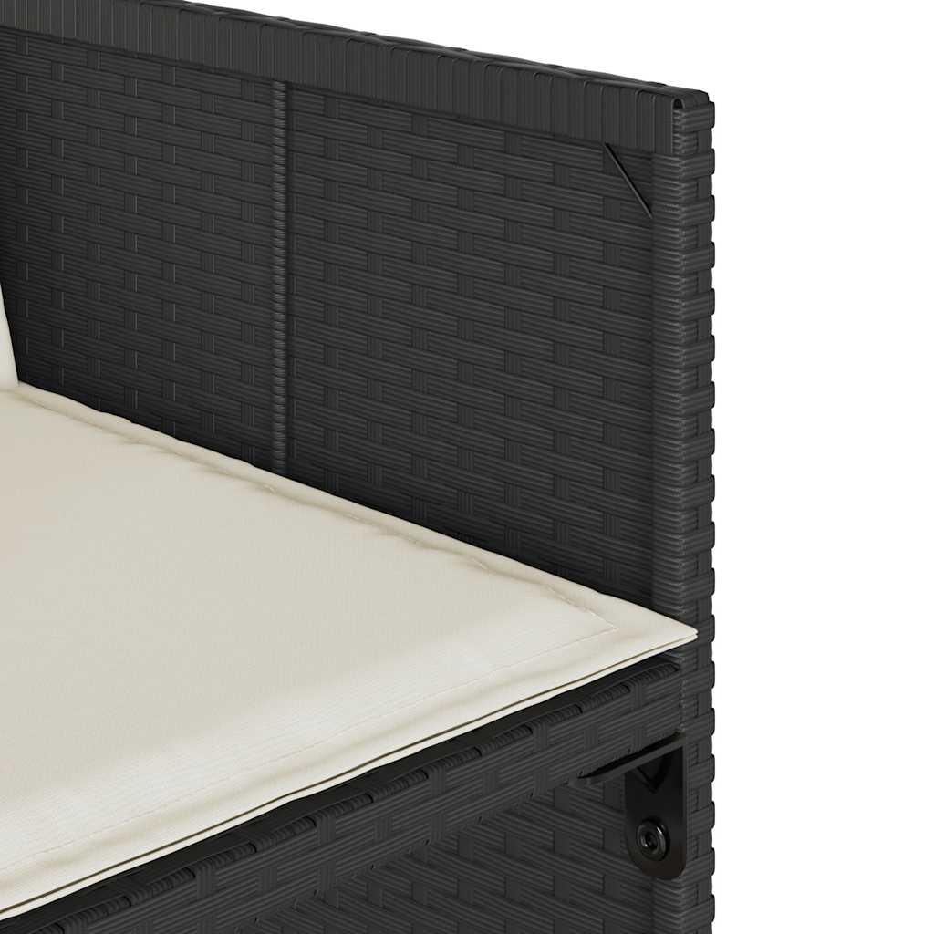 4 db fekete polyrattan kerti szék párnával 10