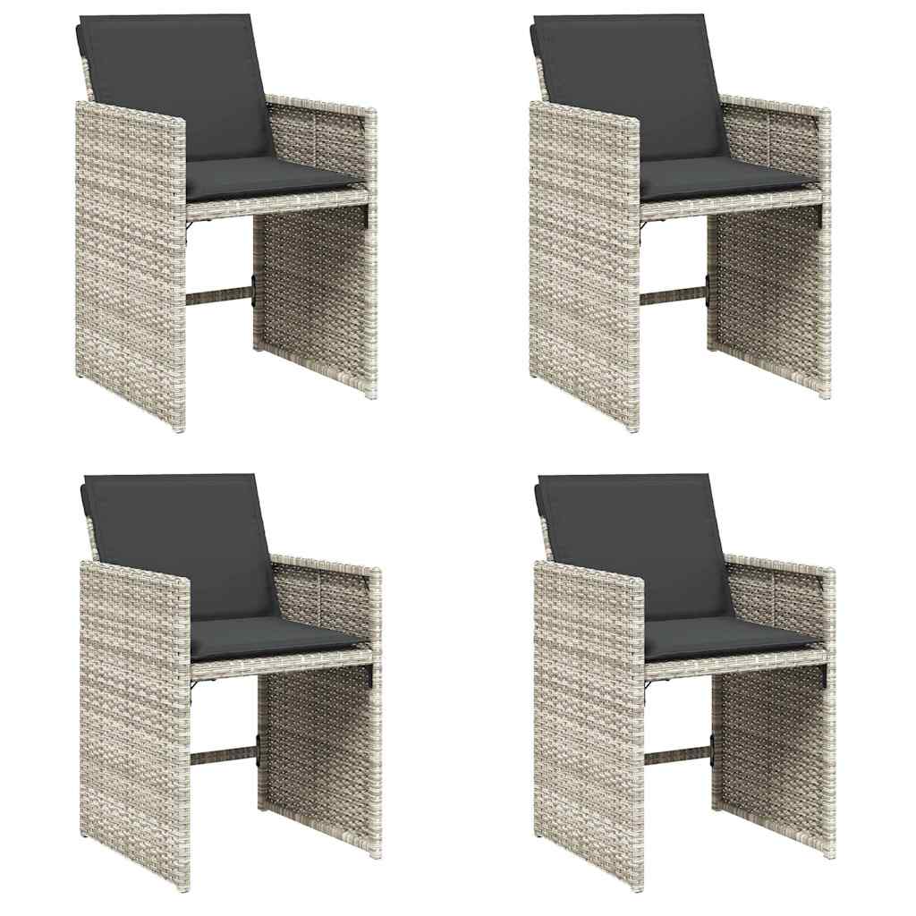 4 db világosszürke polyrattan kerti szék párnával 2