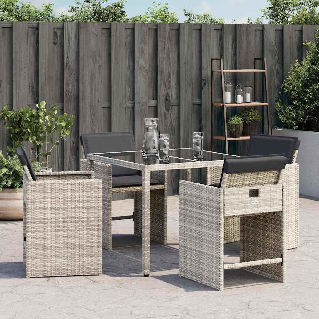 4 db világosszürke polyrattan kerti szék párnával 3