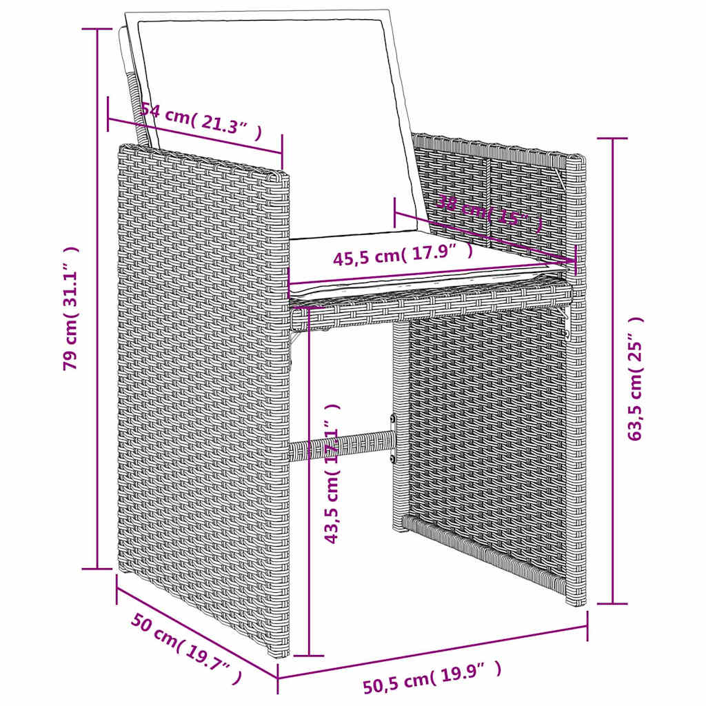4 db világosszürke polyrattan kerti szék párnával 12