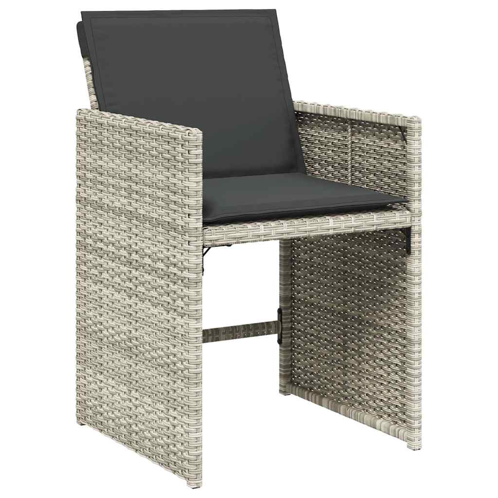 4 db világosszürke polyrattan kerti szék párnával 4