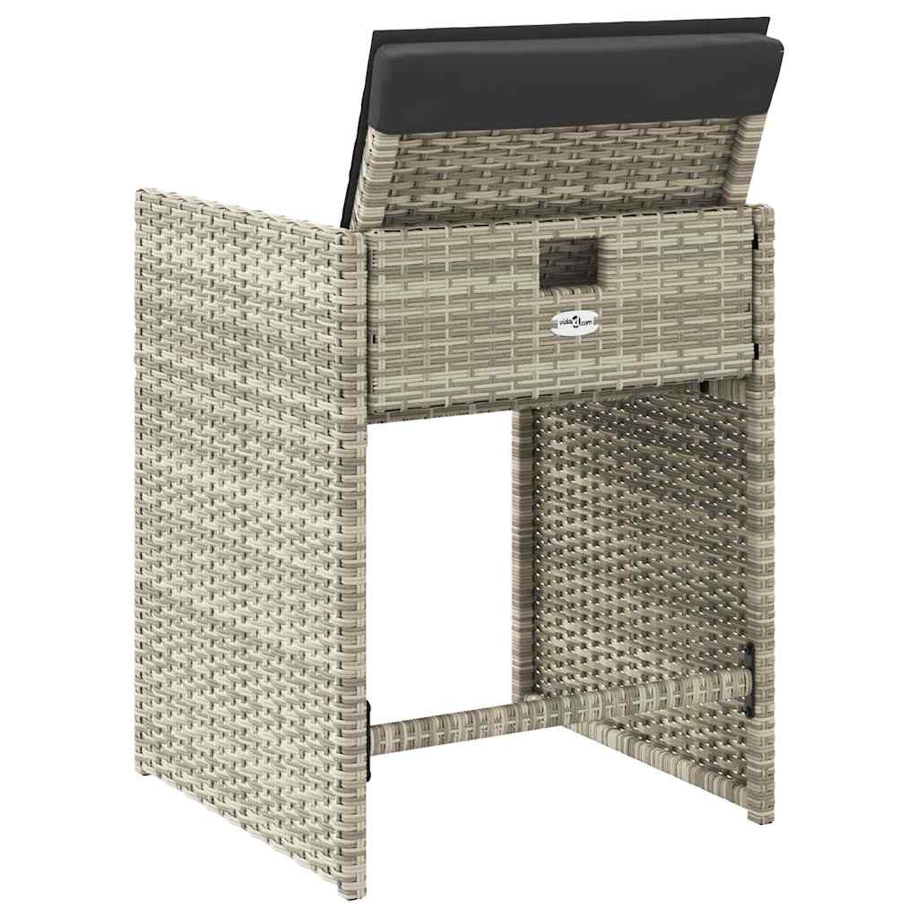 4 db világosszürke polyrattan kerti szék párnával 7