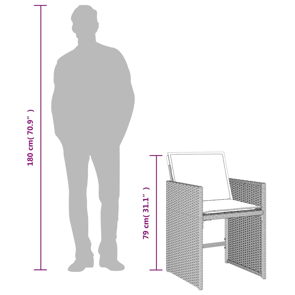 4 db világosszürke polyrattan kerti szék párnával 11