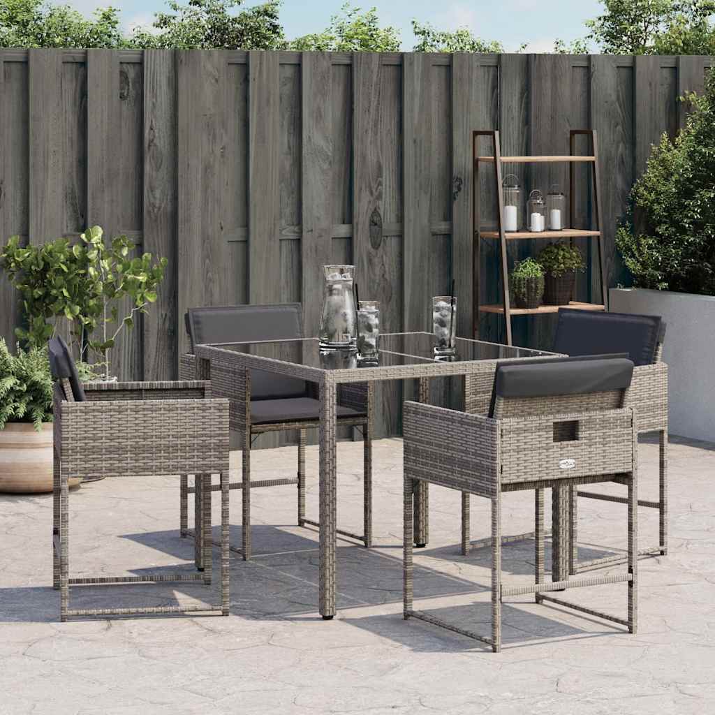 4 db szürke polyrattan kerti szék párnával 3