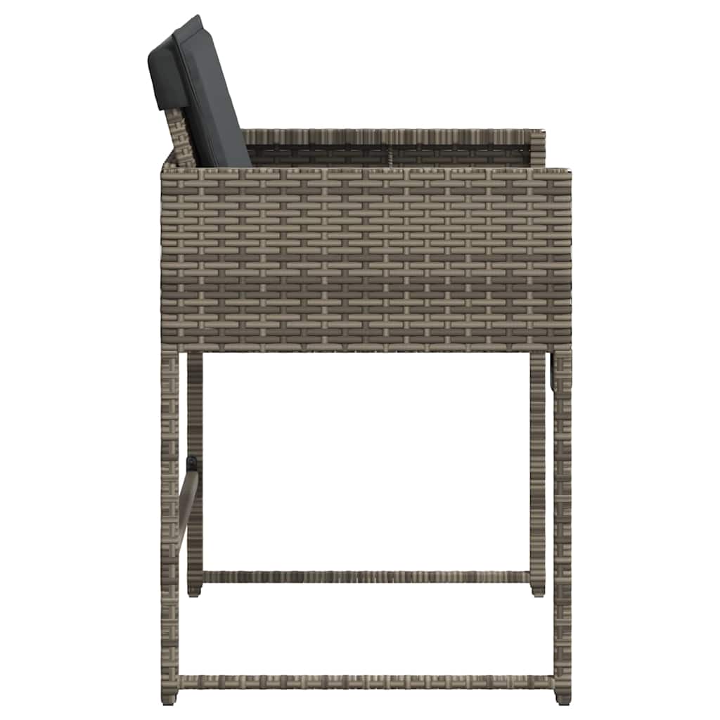 4 db szürke polyrattan kerti szék párnával 6