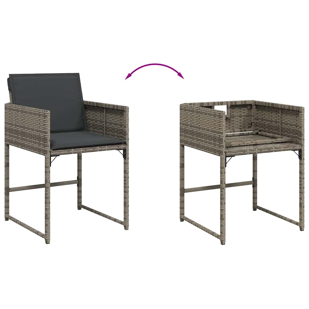 4 db szürke polyrattan kerti szék párnával 8
