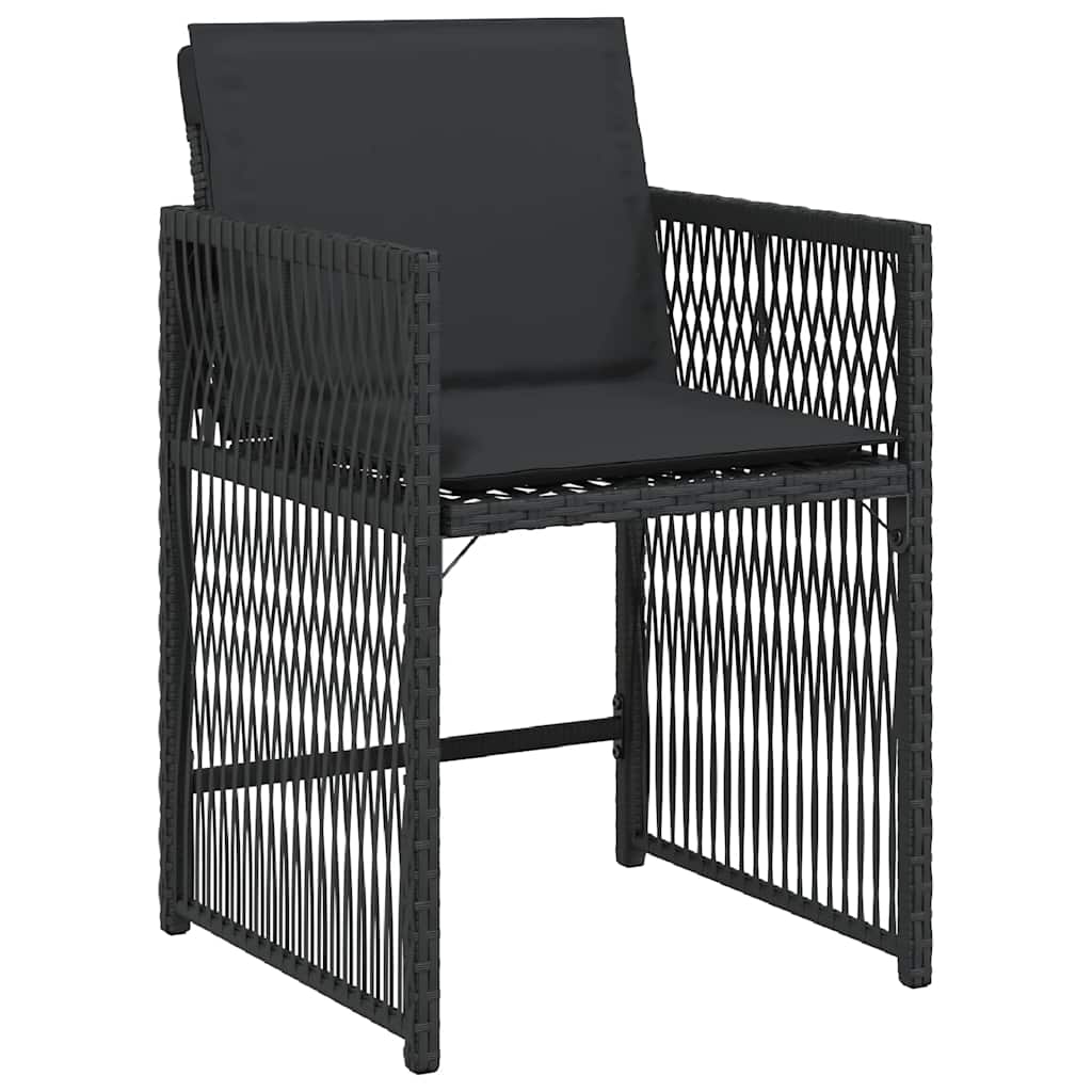 4 db fekete polyrattan kerti szék párnával 4