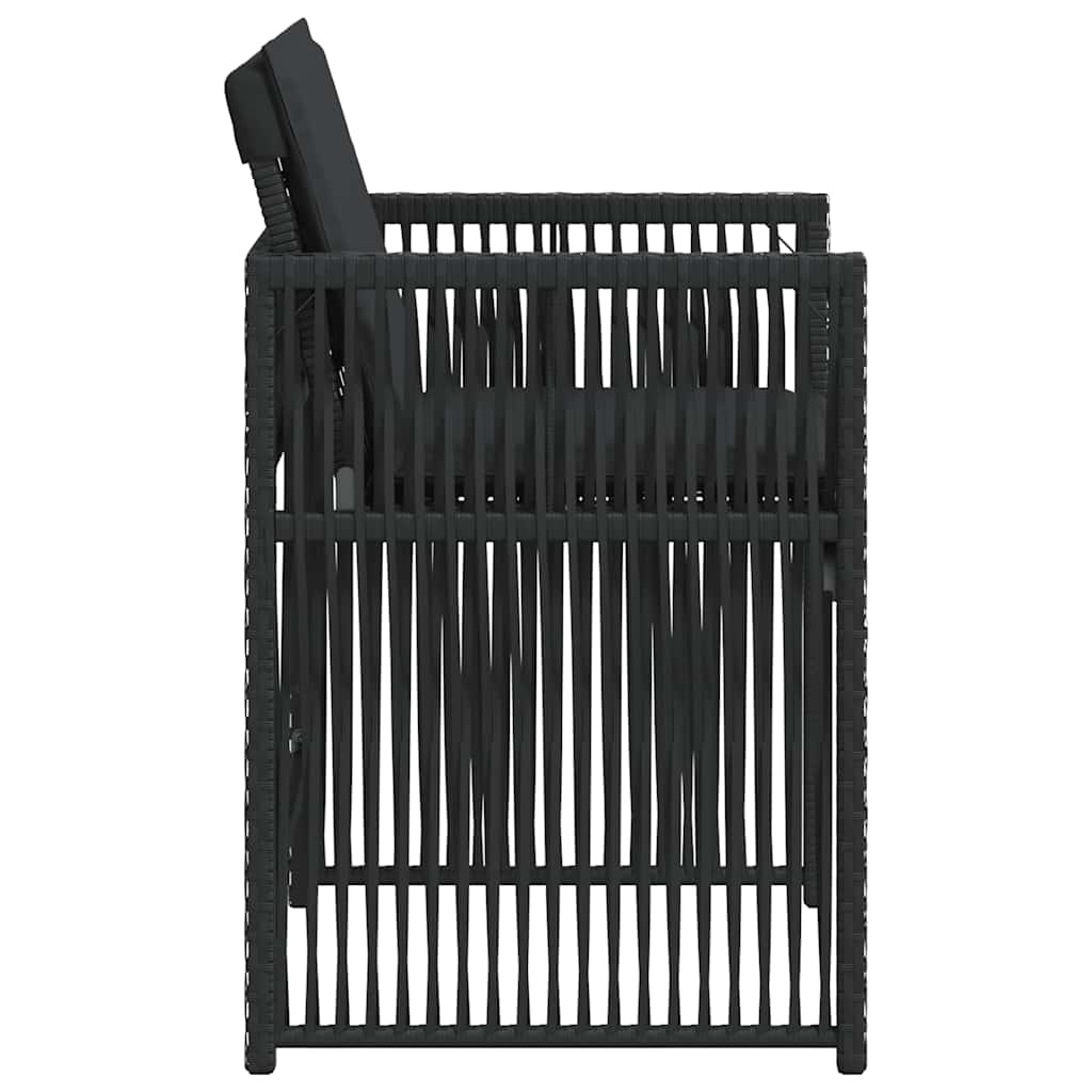 4 db fekete polyrattan kerti szék párnával 6