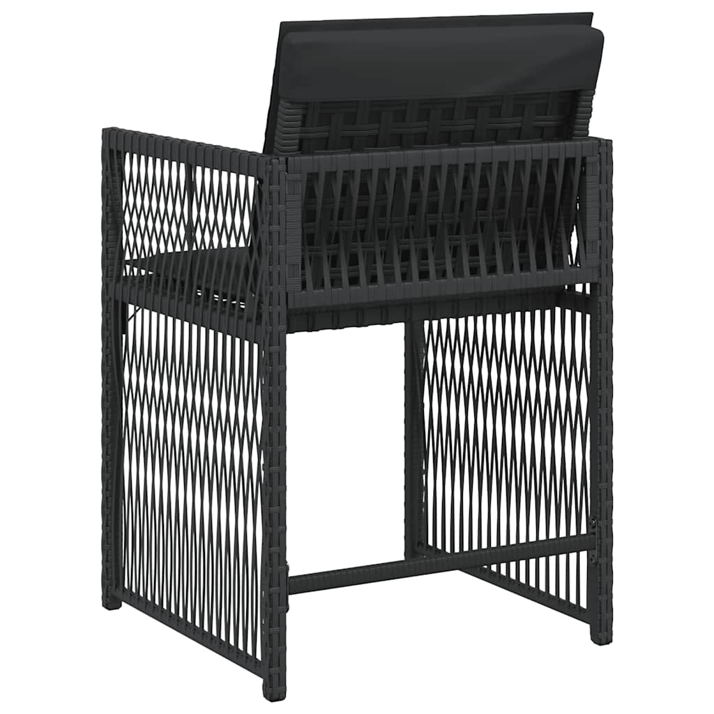 4 db fekete polyrattan kerti szék párnával 7