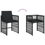 4 db fekete polyrattan kerti szék párnával 8