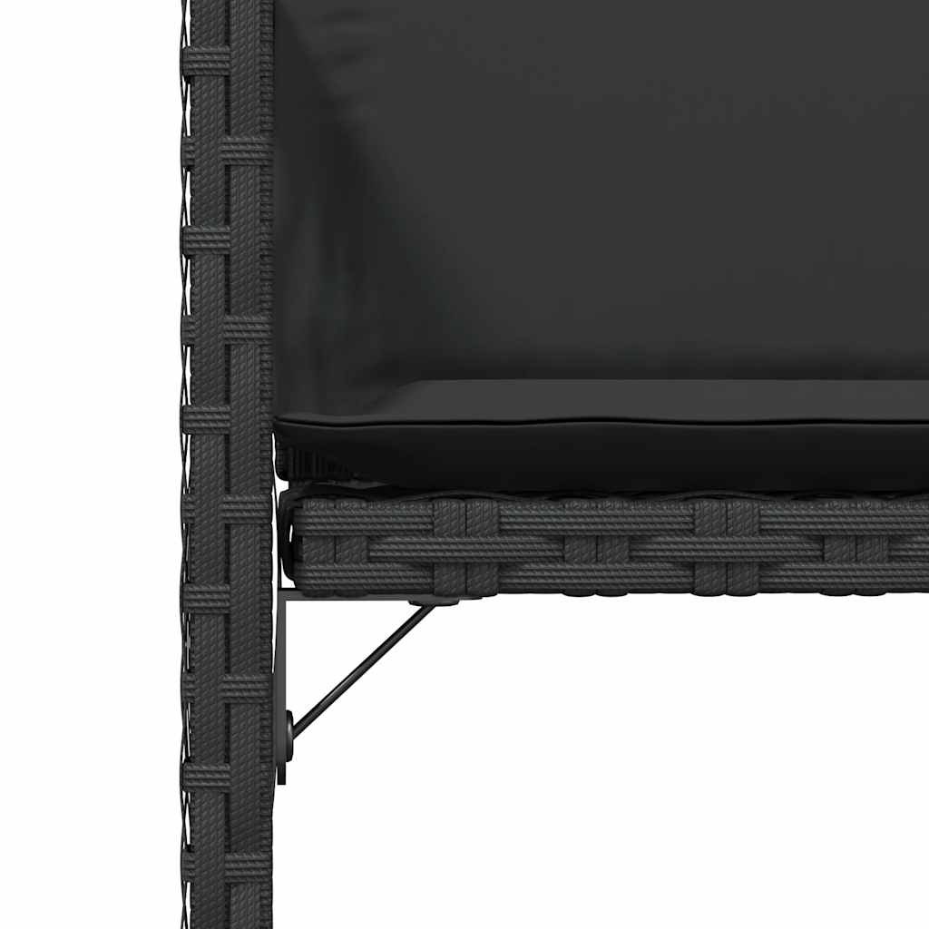 4 db fekete polyrattan kerti szék párnával 9