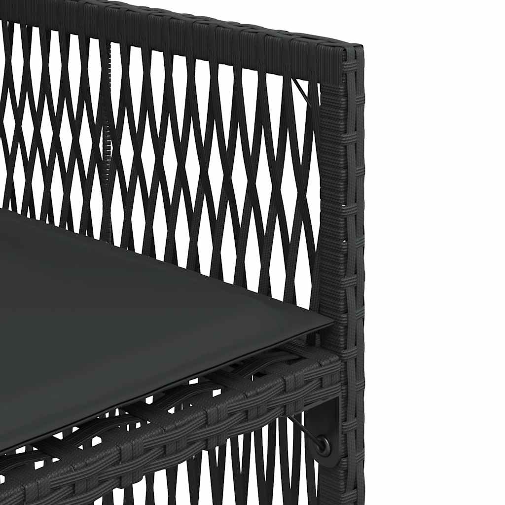 4 db fekete polyrattan kerti szék párnával 10