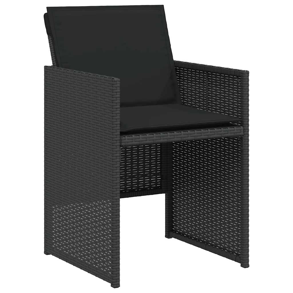 3 részes fekete polyrattan bisztrógarnitúra párnával 4