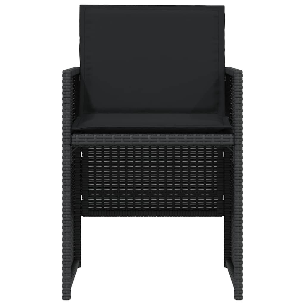 3 részes fekete polyrattan bisztrógarnitúra párnával 5