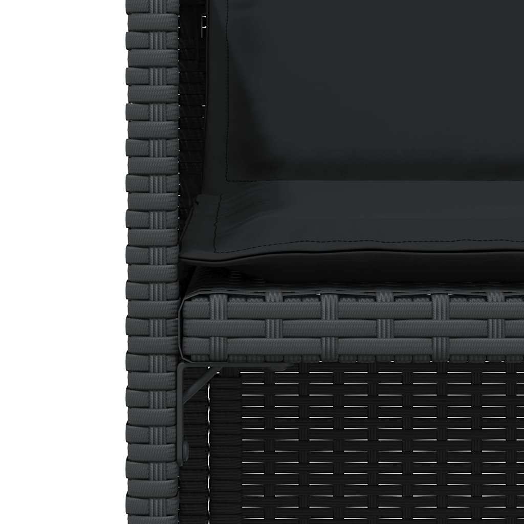 3 részes fekete polyrattan bisztrógarnitúra párnával 6